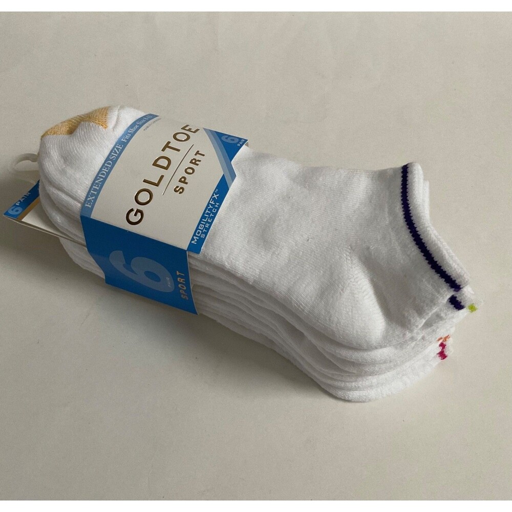 Gold Toe Womens 6 Paire Cushion Liner Plus Socks Sz 8-13 Cotton Blend MobilityFX